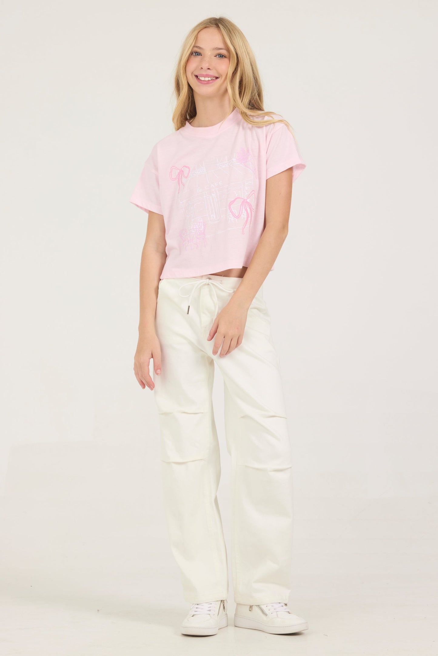 White Vintage Havana Kids Drawstring Jeans