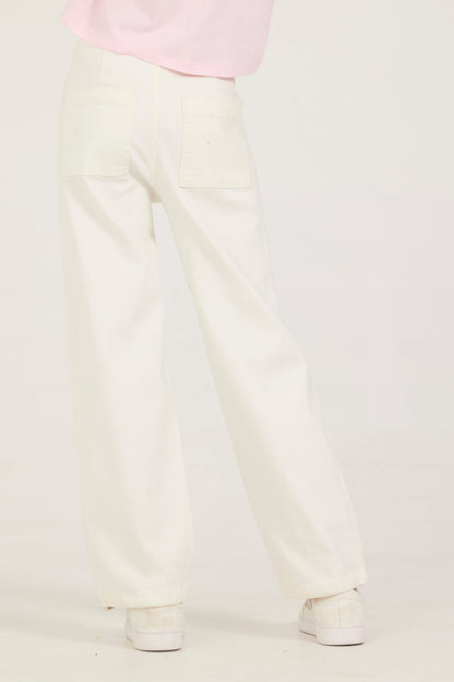 White Vintage Havana Kids Drawstring Jeans