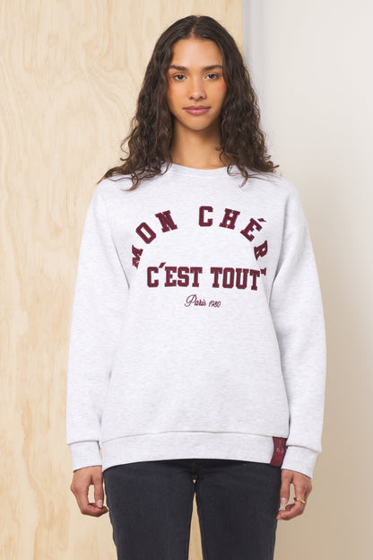 Ash Grey Vintage Havana Comfort Fleece Crew with Applique