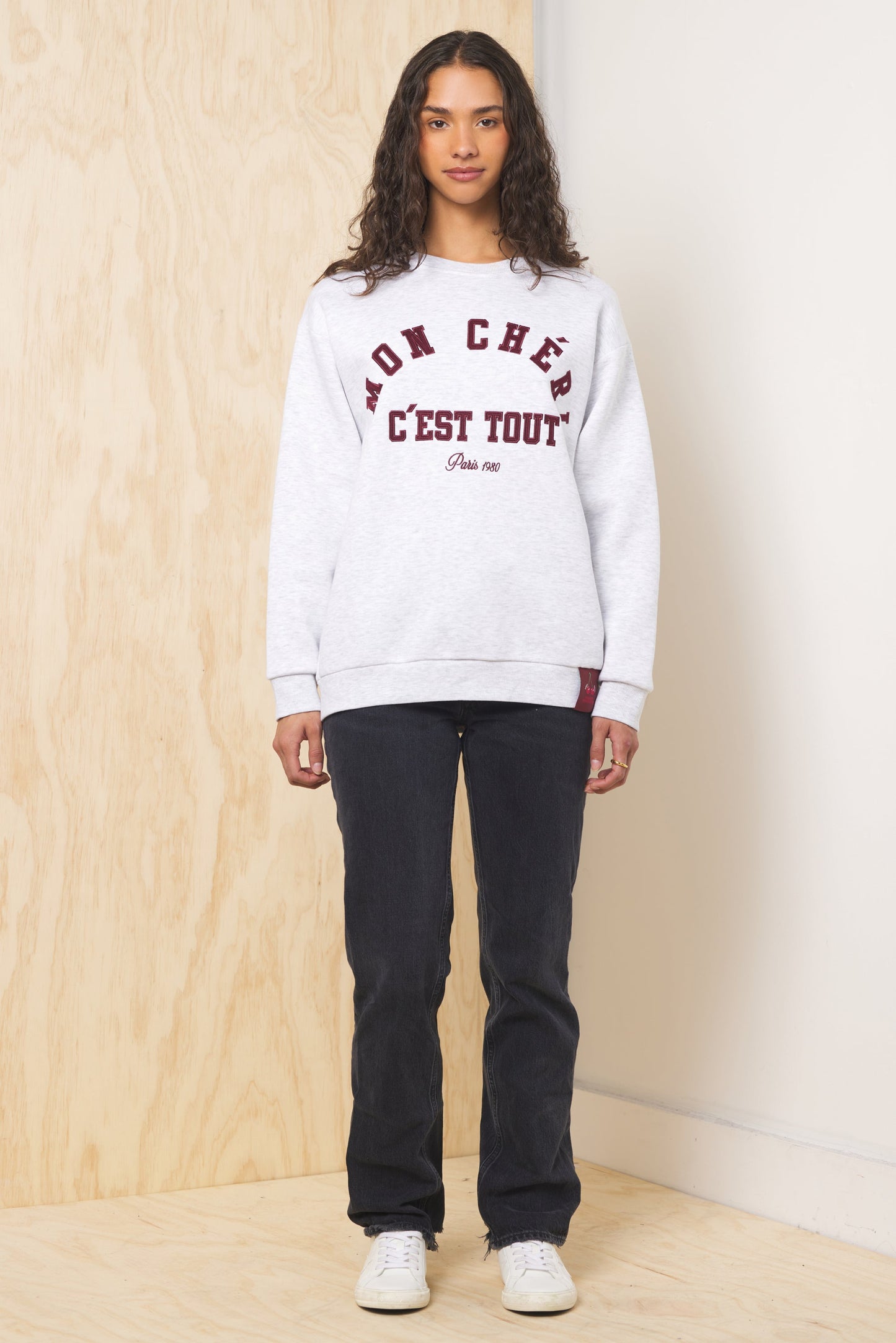 Ash Grey Vintage Havana Comfort Fleece Crew with Applique