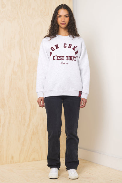 Ash Grey Vintage Havana Comfort Fleece Crew with Applique