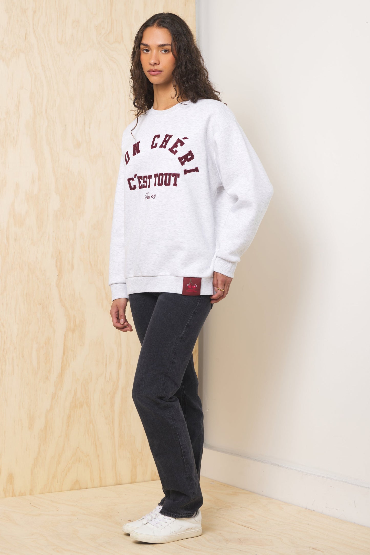 Ash Grey Vintage Havana Comfort Fleece Crew with Applique