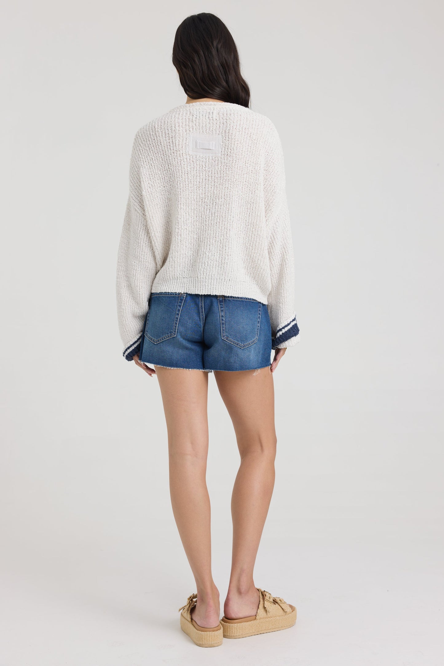 Vintage Havana V Neck Sweater with Contrast Stripe