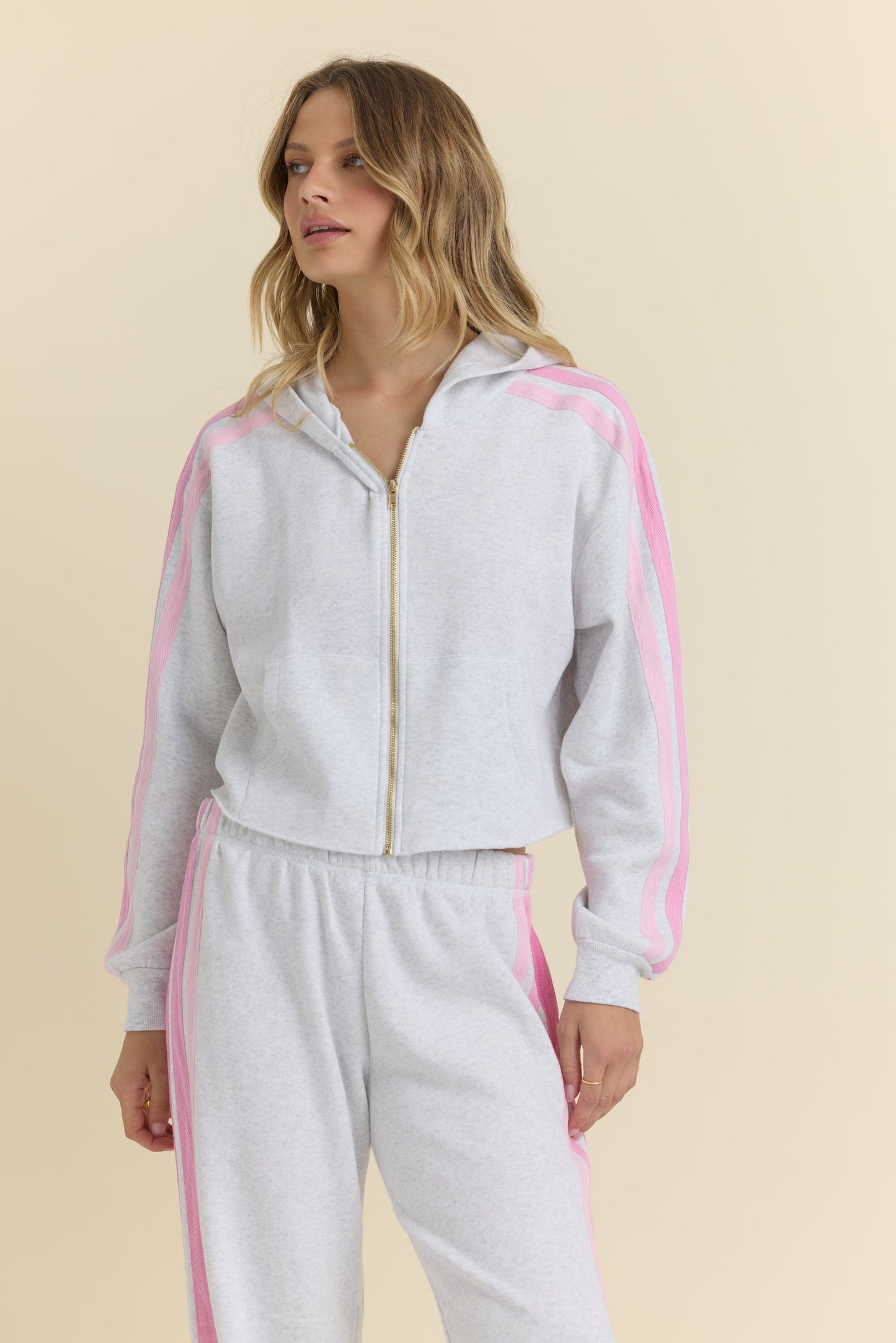Vintage Havana Crop Zip with Twill Tape Stripe