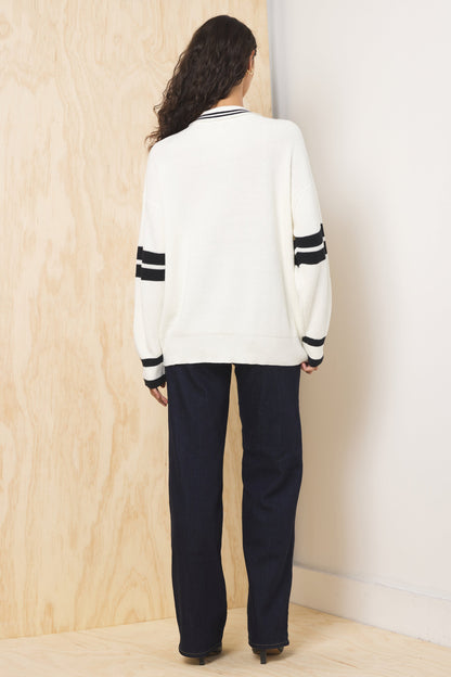 Ivory Vintage Havana Polo Quarter Zip Sweater