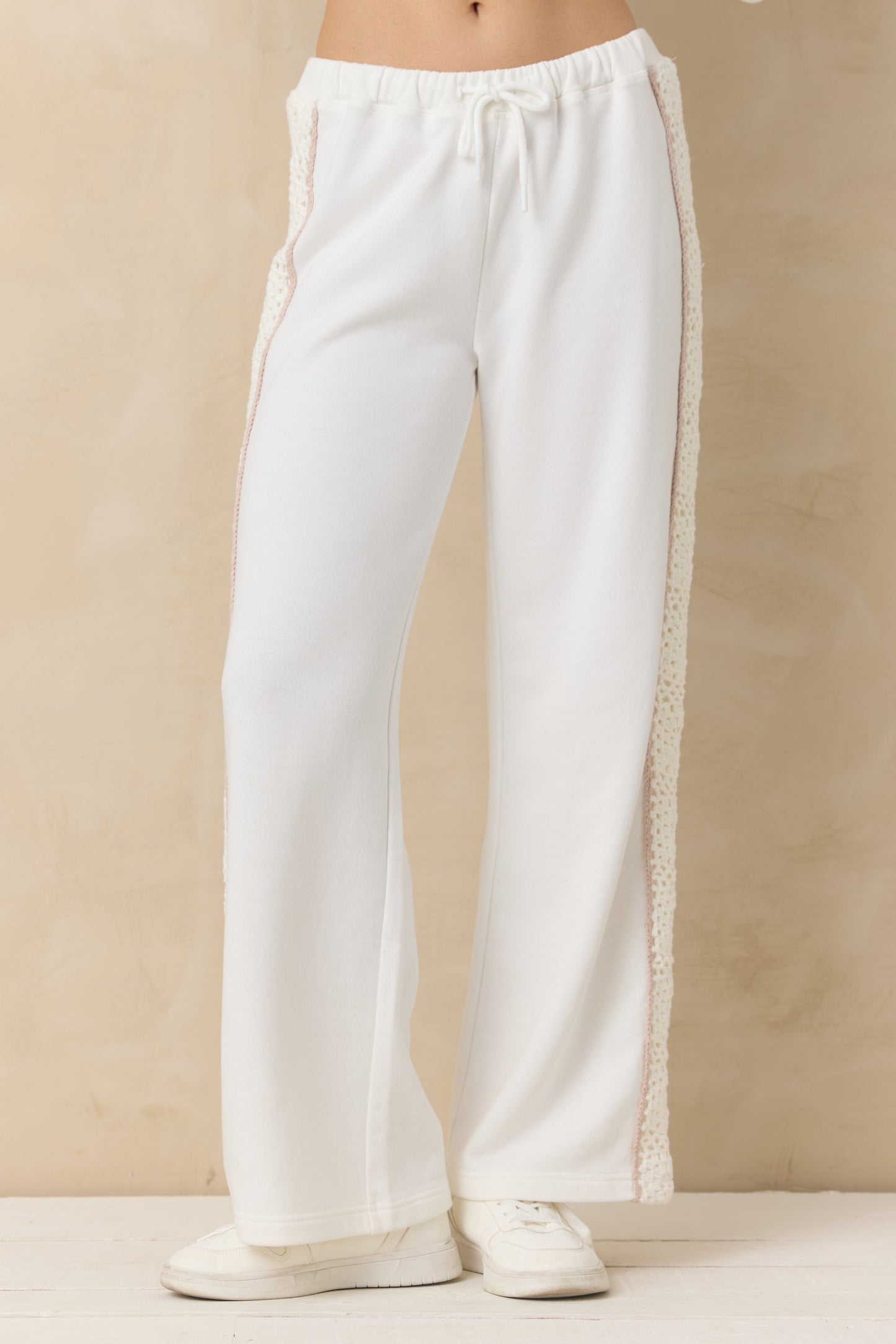 Vintage Havana French Terry Pant with Square Crochet Insert