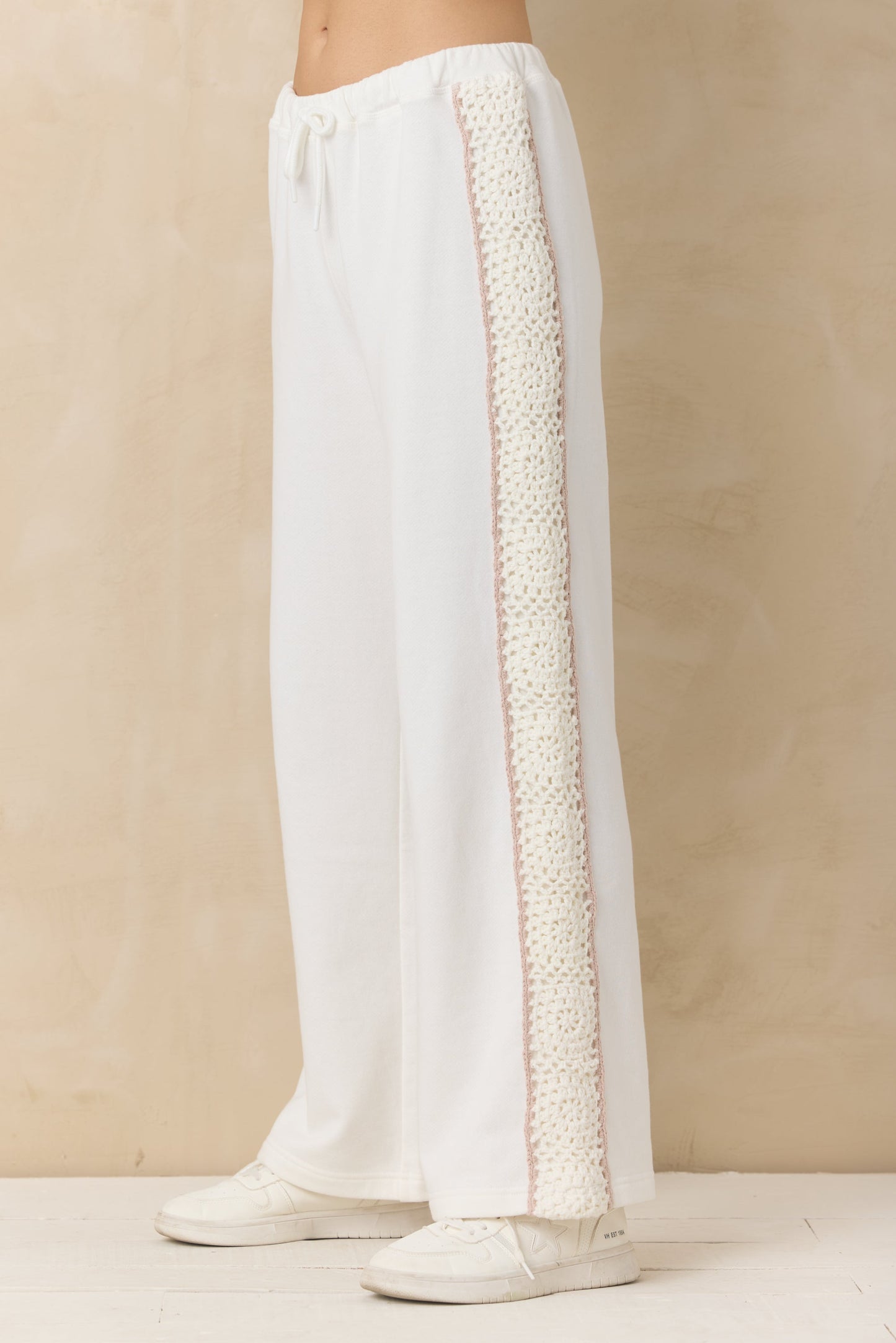 Vintage Havana French Terry Pant with Square Crochet Insert