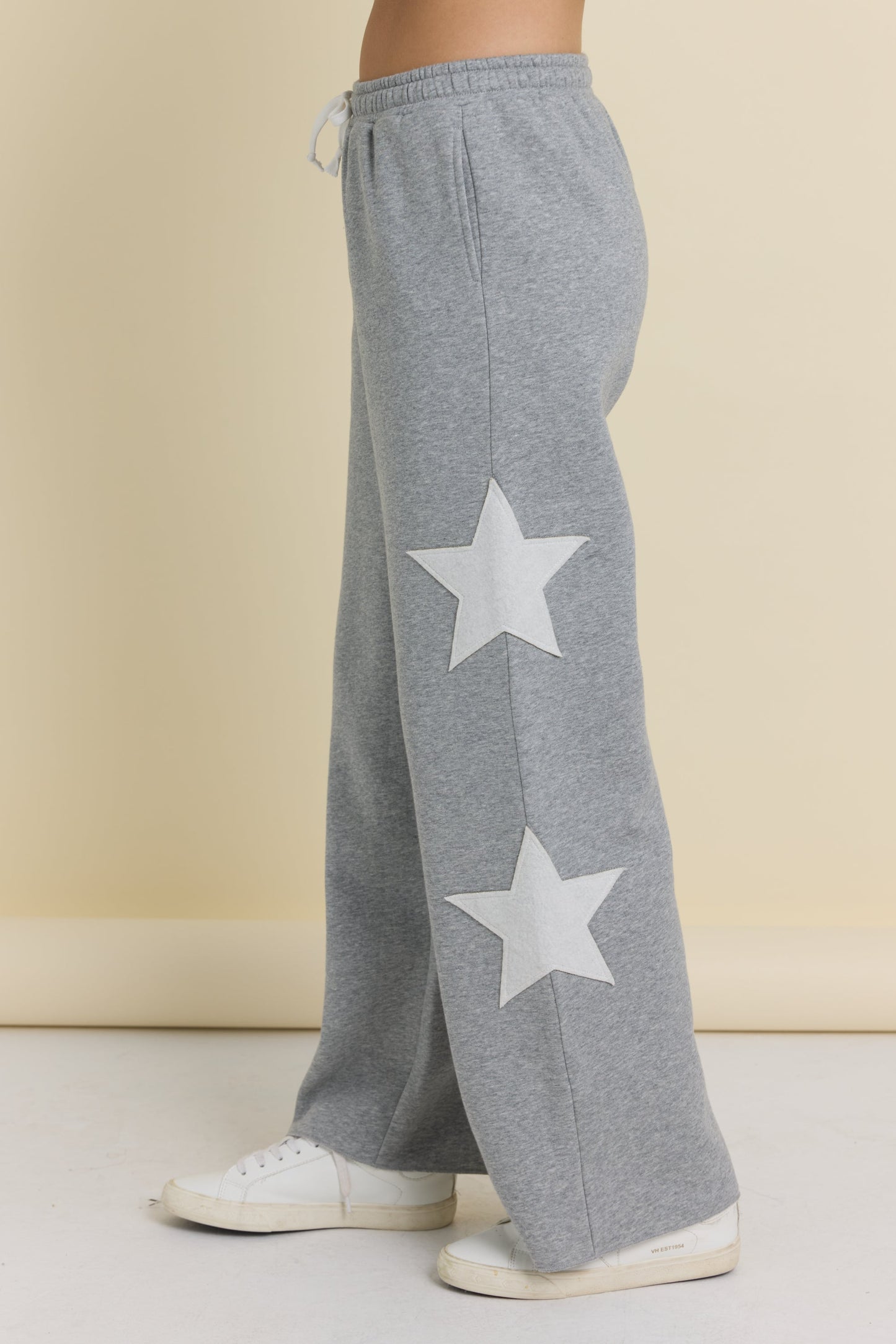 Vintage Havana Reverse Terry Wide Leg Pants with Star Applique