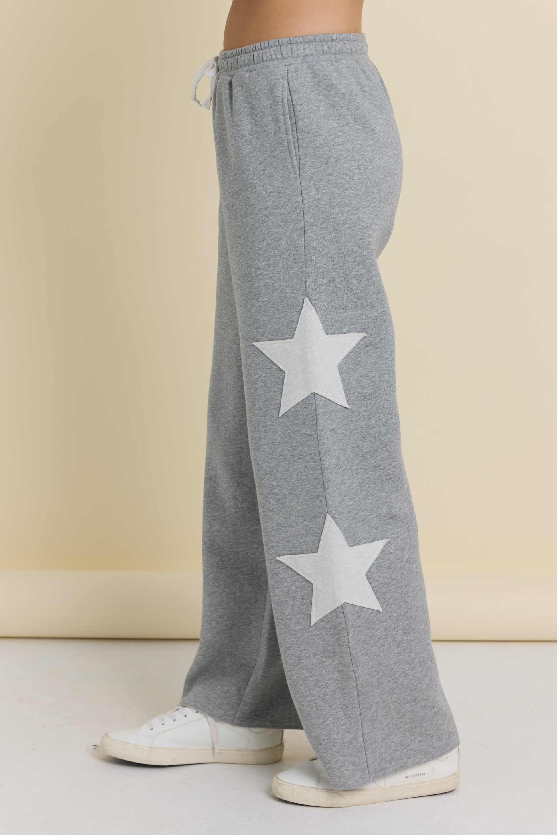 Vintage Havana Reverse Terry Wide Leg Pants with Star Applique