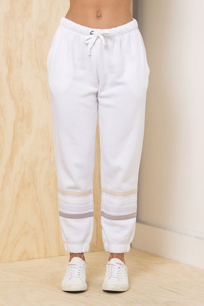 Winter Whites Vintage Havana Stripe Burnout Fleece Jogger