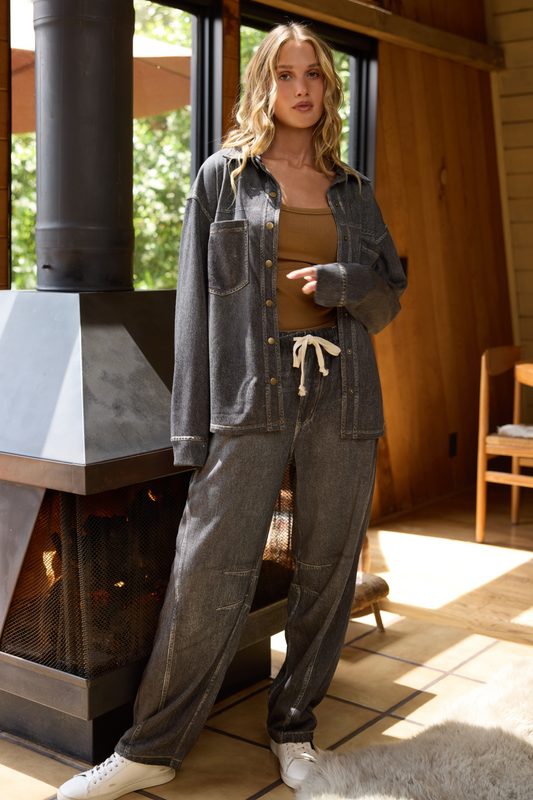 Vintage Havana Denim Fleece 2-Piece Set
