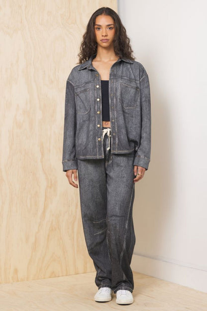 Vintage Havana Denim Fleece 2-Piece Set