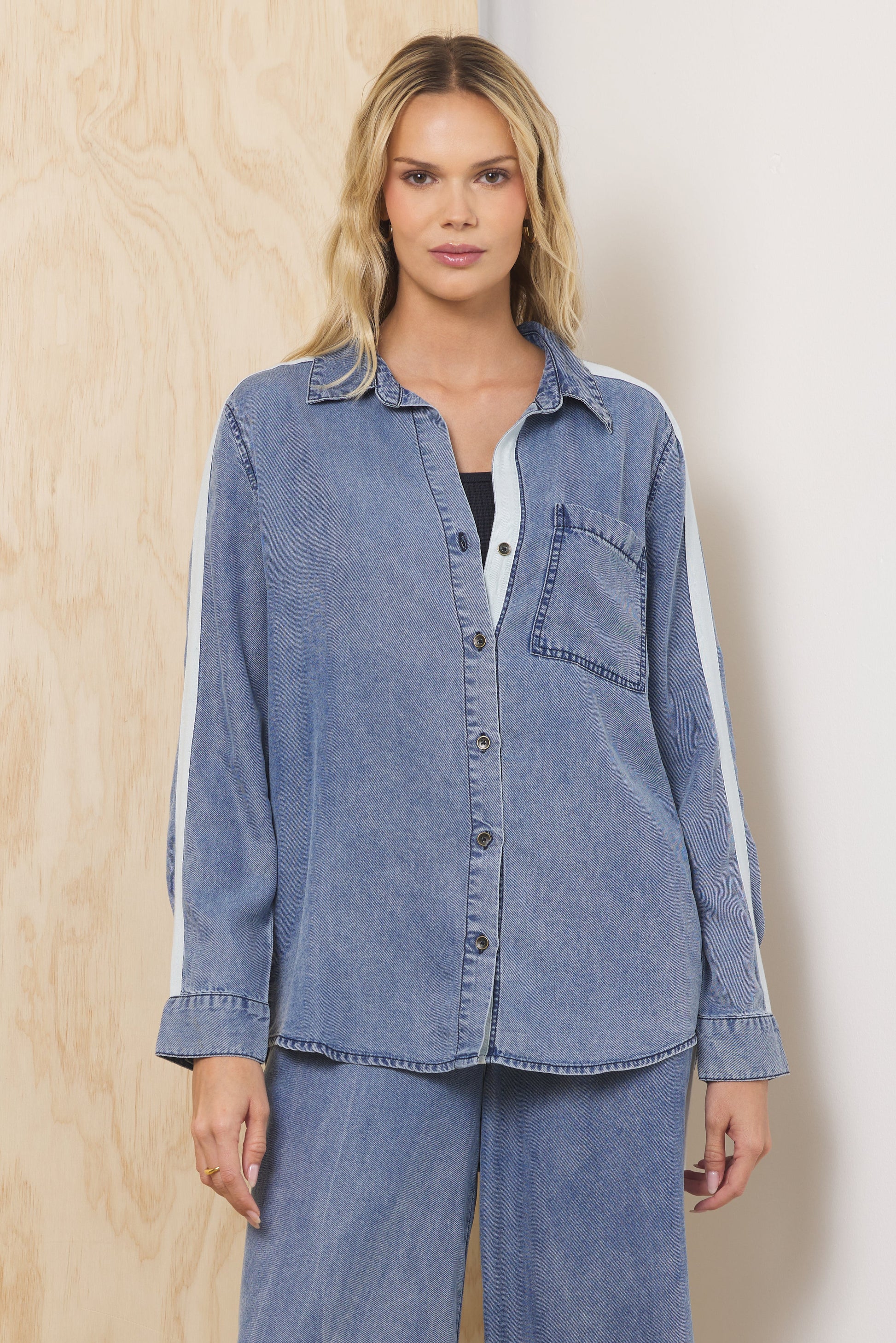 Vintage Havana Washed Denim Tencel 2-Piece Set