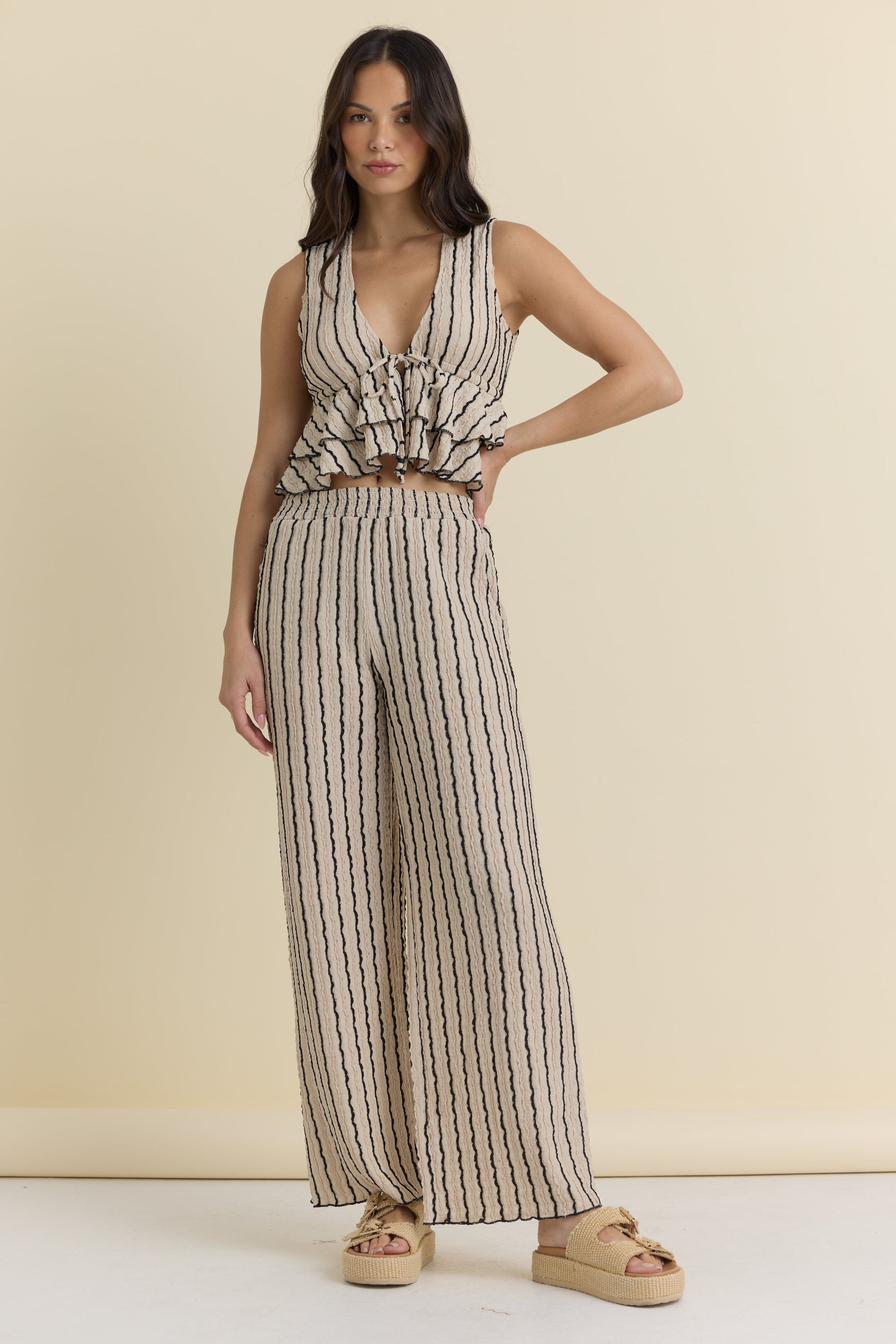 Vintage Havana Novelty Knit Wide Leg Pants