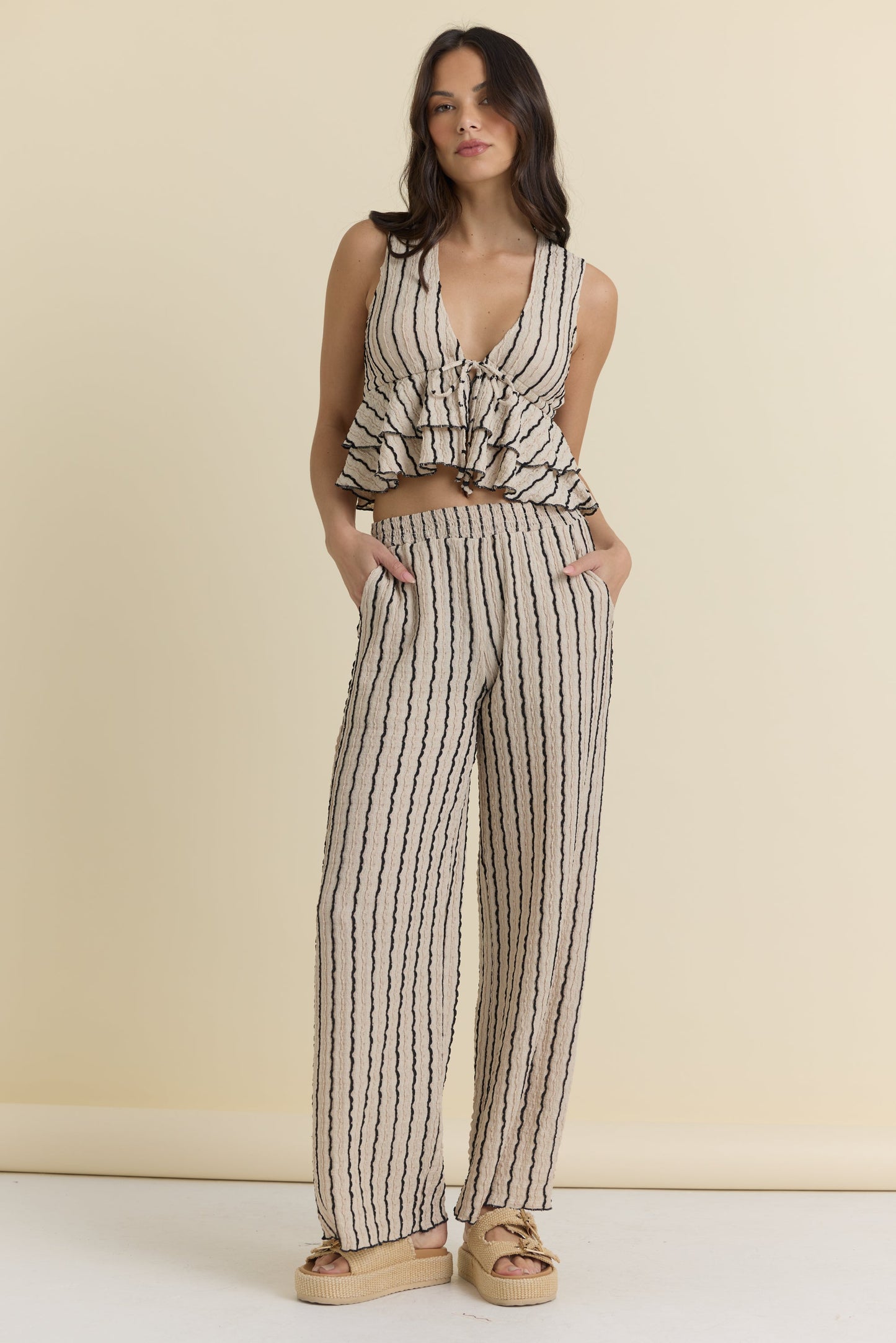 Vintage Havana Novelty Knit Wide Leg Pants