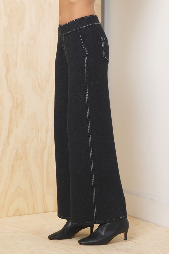 Black Vintage Havana Flare Pant w/ Contrast Stitching