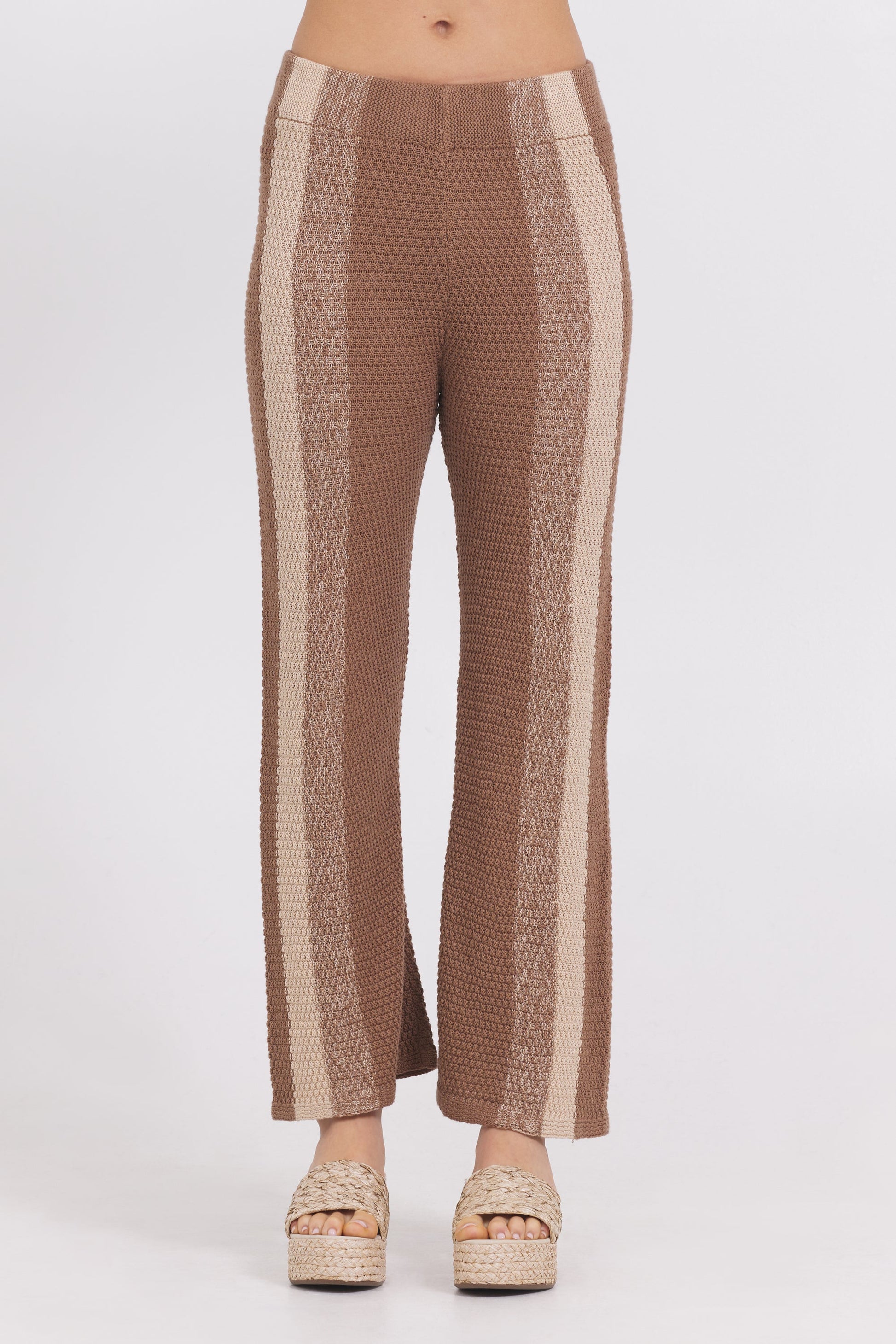 Mocha Latte Stripe Vintage Havana Striped Sweater Pants