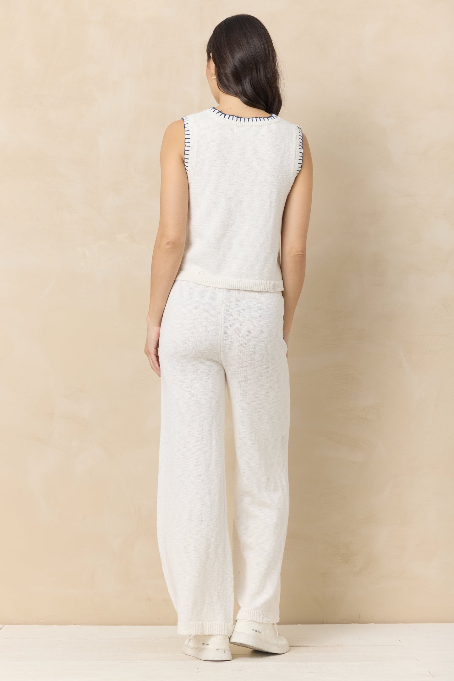 Vintage Havana Knit Vest with Whipstitch