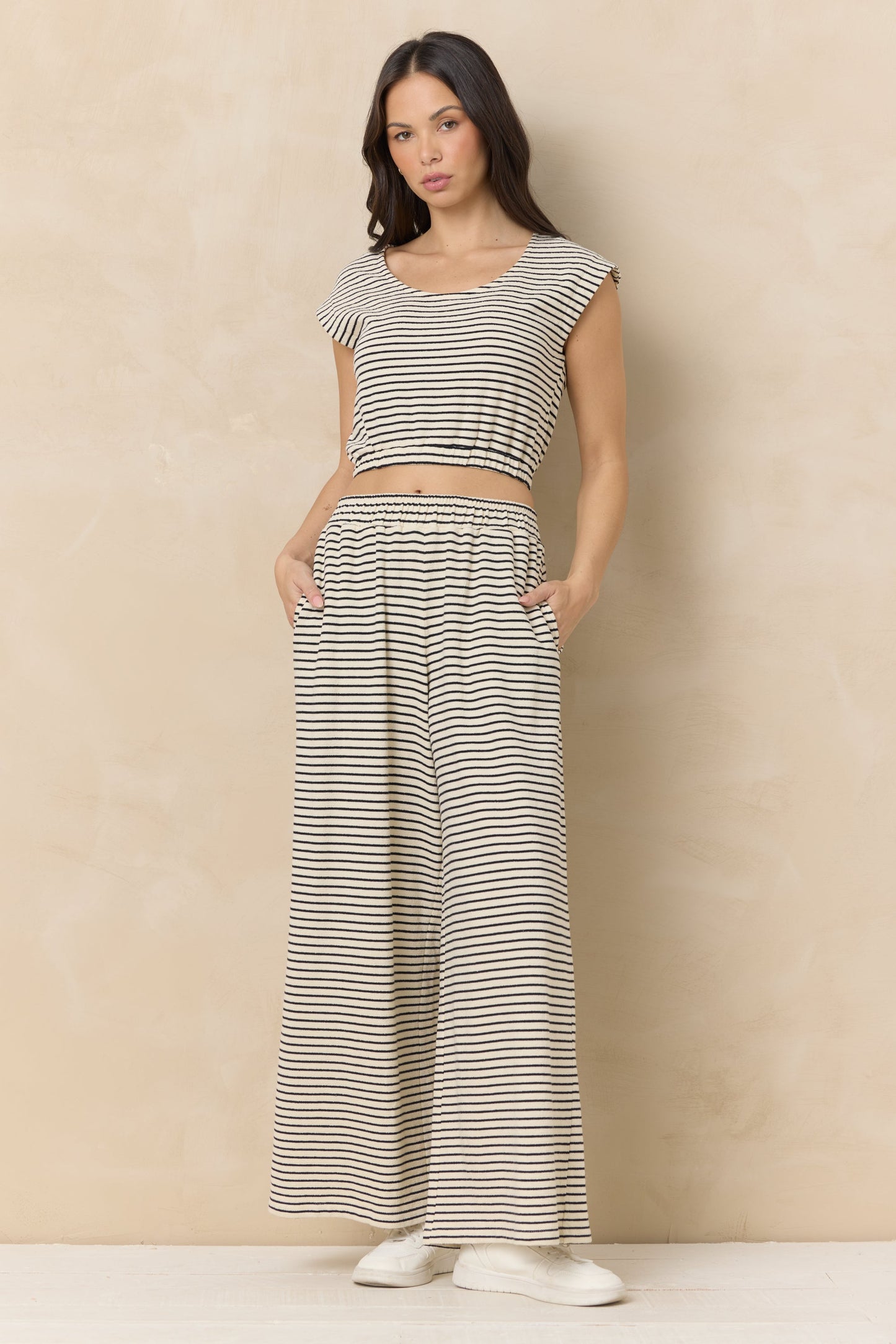 Vintage Havana Striped French Terry Cloth Top