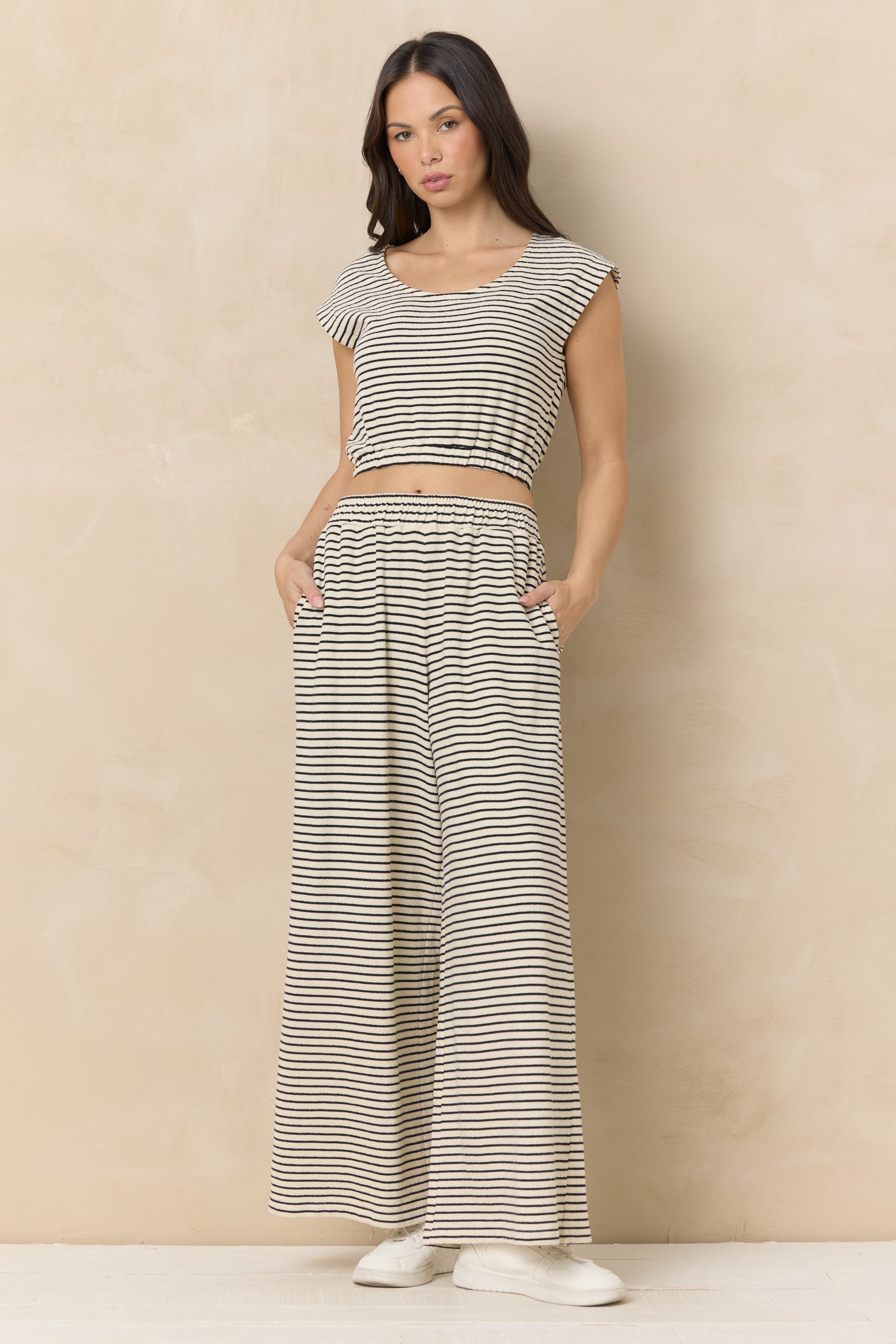 Vintage Havana Striped French Terry Cloth Top