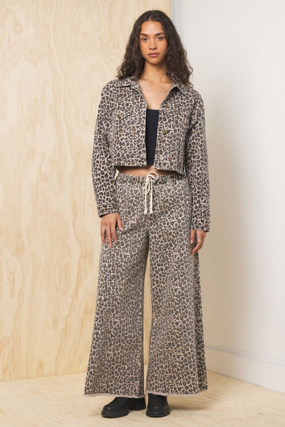 Leopard Vintage Havana Stretch Denim Crop Jacket