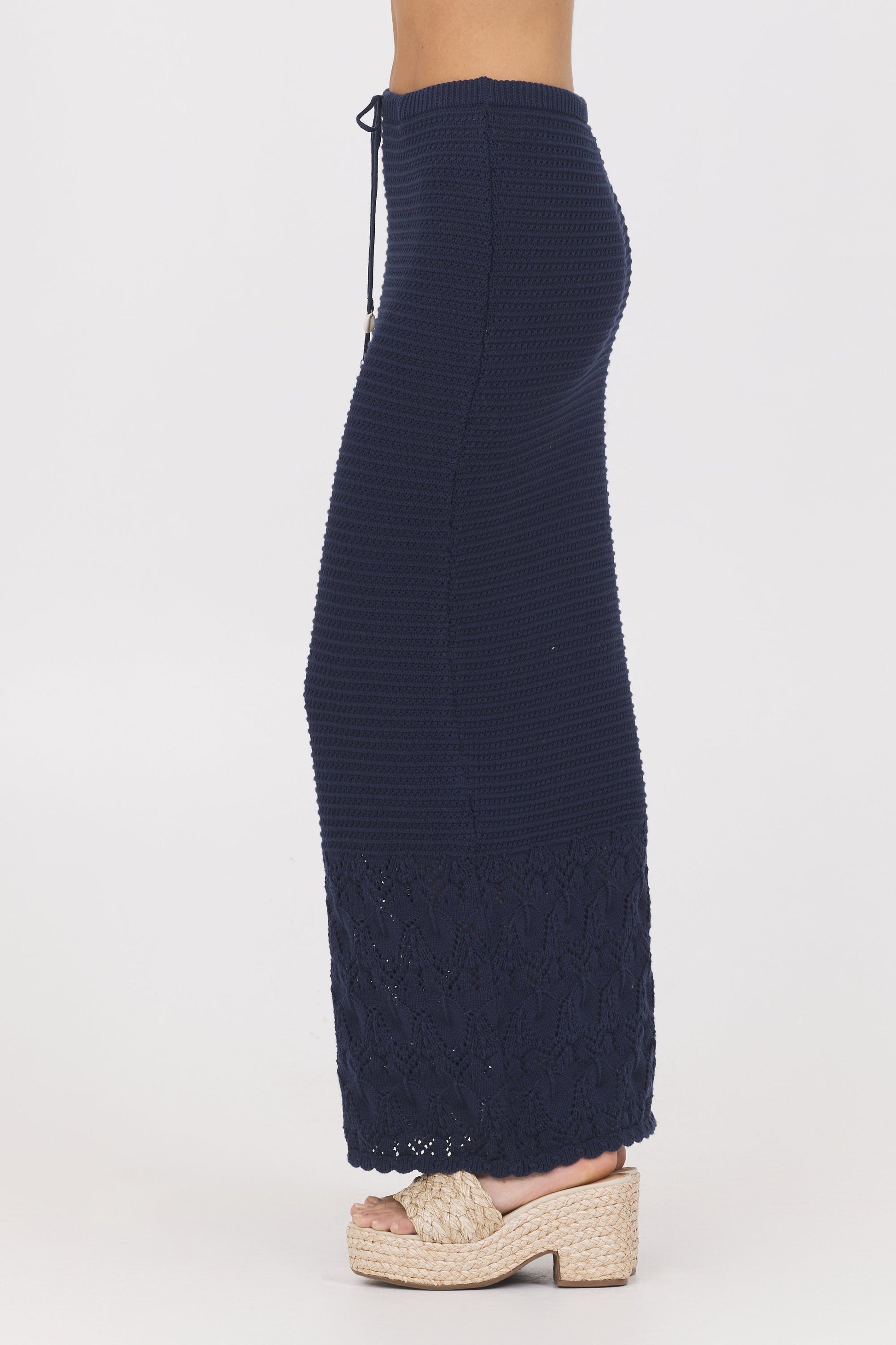 Navy Vintage Havana Navy Crochet Maxi Skirt