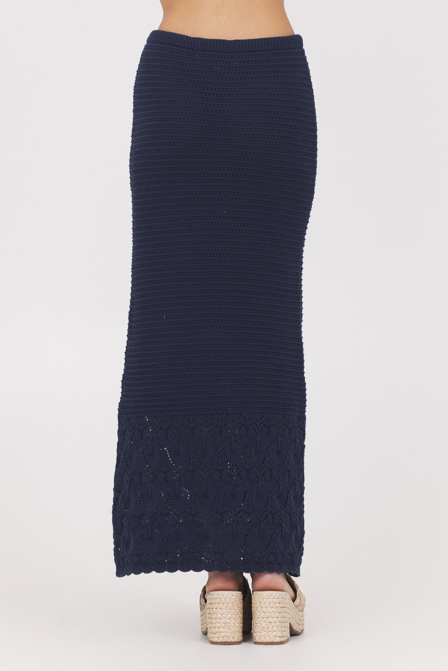 Navy Vintage Havana Navy Crochet Maxi Skirt