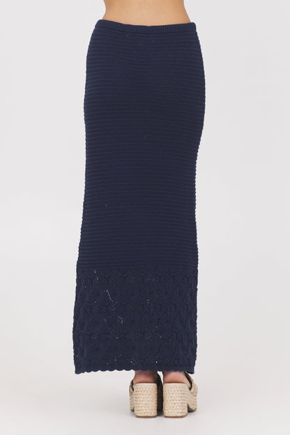 Navy Vintage Havana Navy Crochet Maxi Skirt