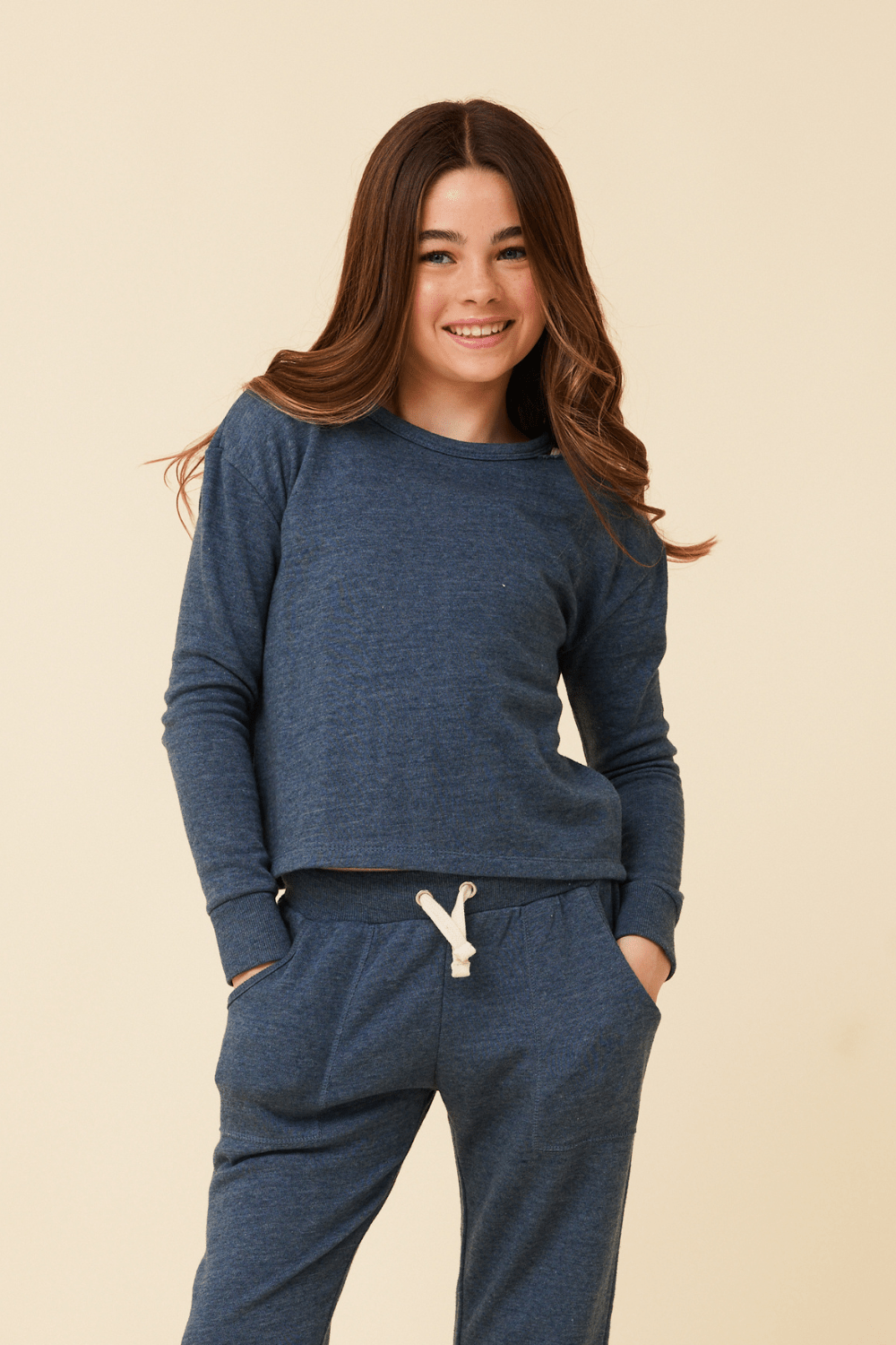 NAVY Vintage Havana Distressed Neckline Crewneck