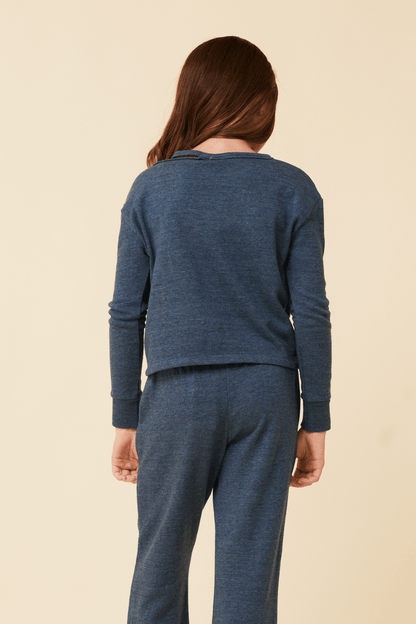 NAVY Vintage Havana Distressed Neckline Crewneck