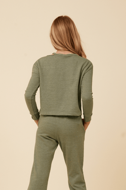 SAGE Vintage Havana Distressed Neckline Crewneck