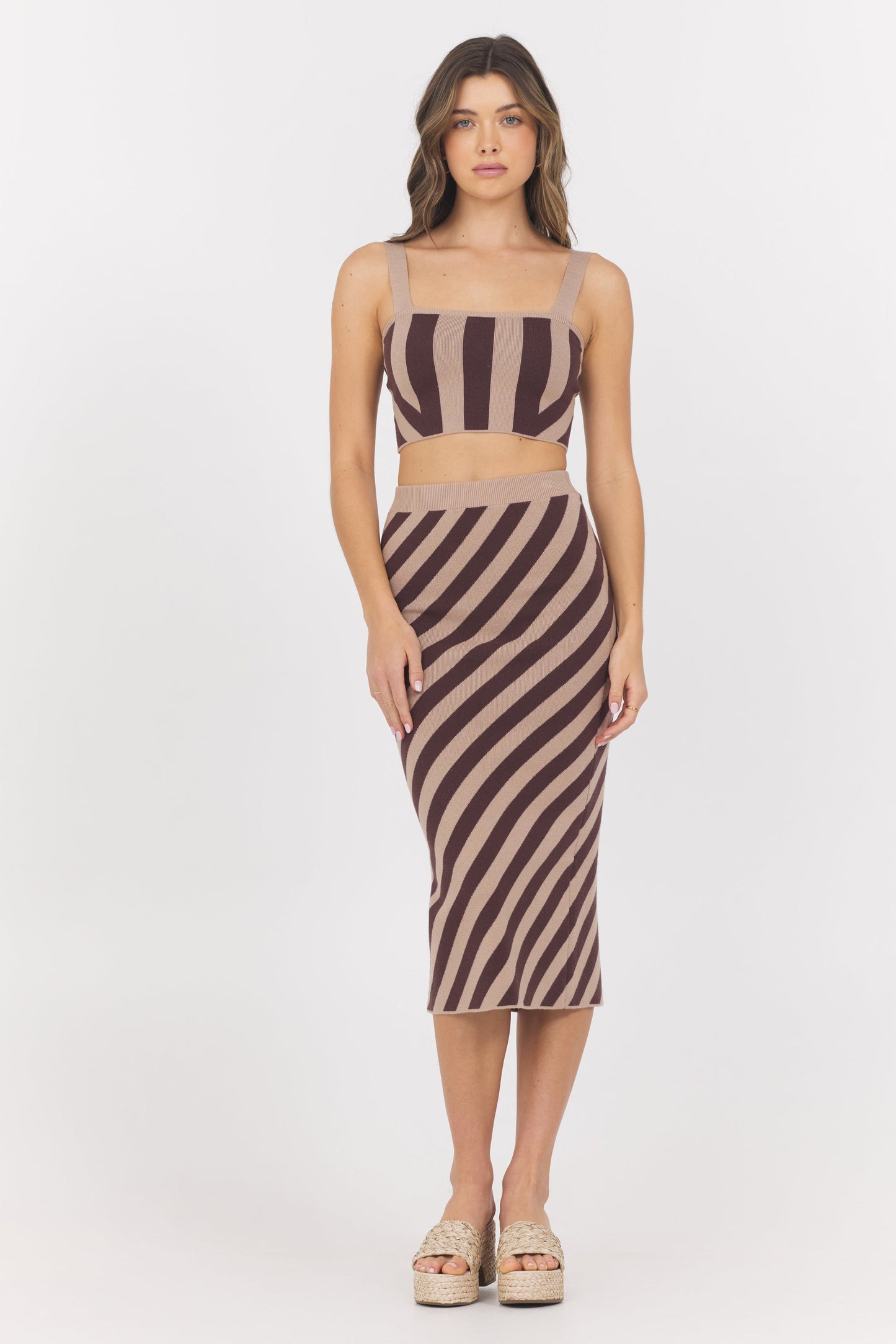 Brown/Tan Vintage Havana Striped Knit Tank