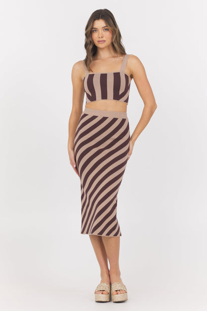 Brown/Tan Vintage Havana Striped Knit Tank