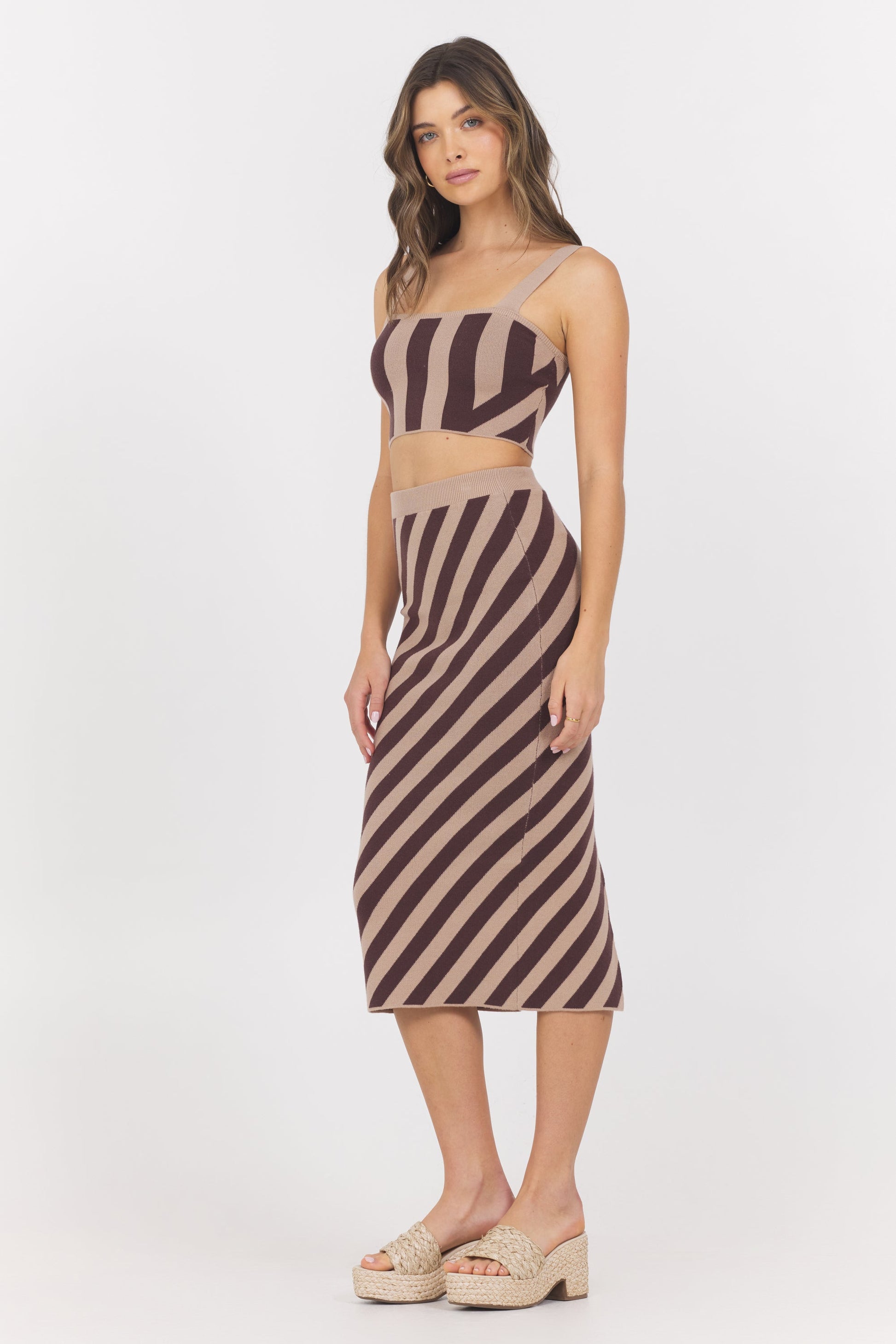 Brown/Tan Vintage Havana Striped Knit Tank