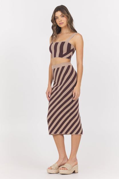 Brown/Tan Vintage Havana Striped Knit Tank